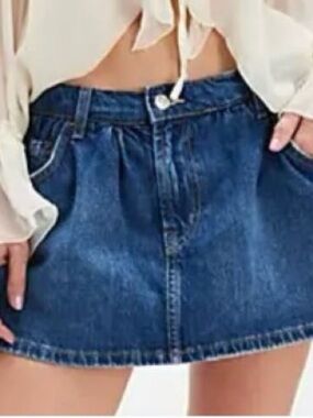 We The Free Dark Blue Denim Mini Skirt